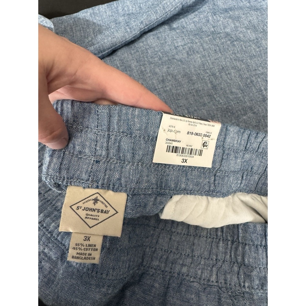 NEW St. John's Bay Chambray Wide Leg High Rise Pants 3X Coastal Beachy breathe - Picture 4 of 4
